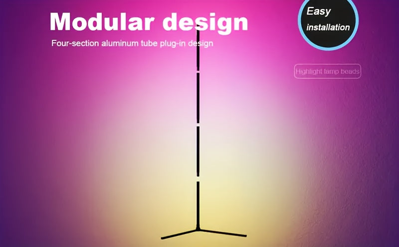 Lampadaire LED RVB 155 cm en aluminium sur trépied, appli
