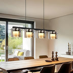 Suspension LED en verre fumé, 3 ou 4 lumières, blanc chaud 3000K