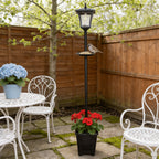 Lampadaire solaire 150 cm avec mangeoire à oiseaux et jardinière