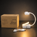 Lampe de lecture à pince blanche, col flexible 14 cm, USB-C