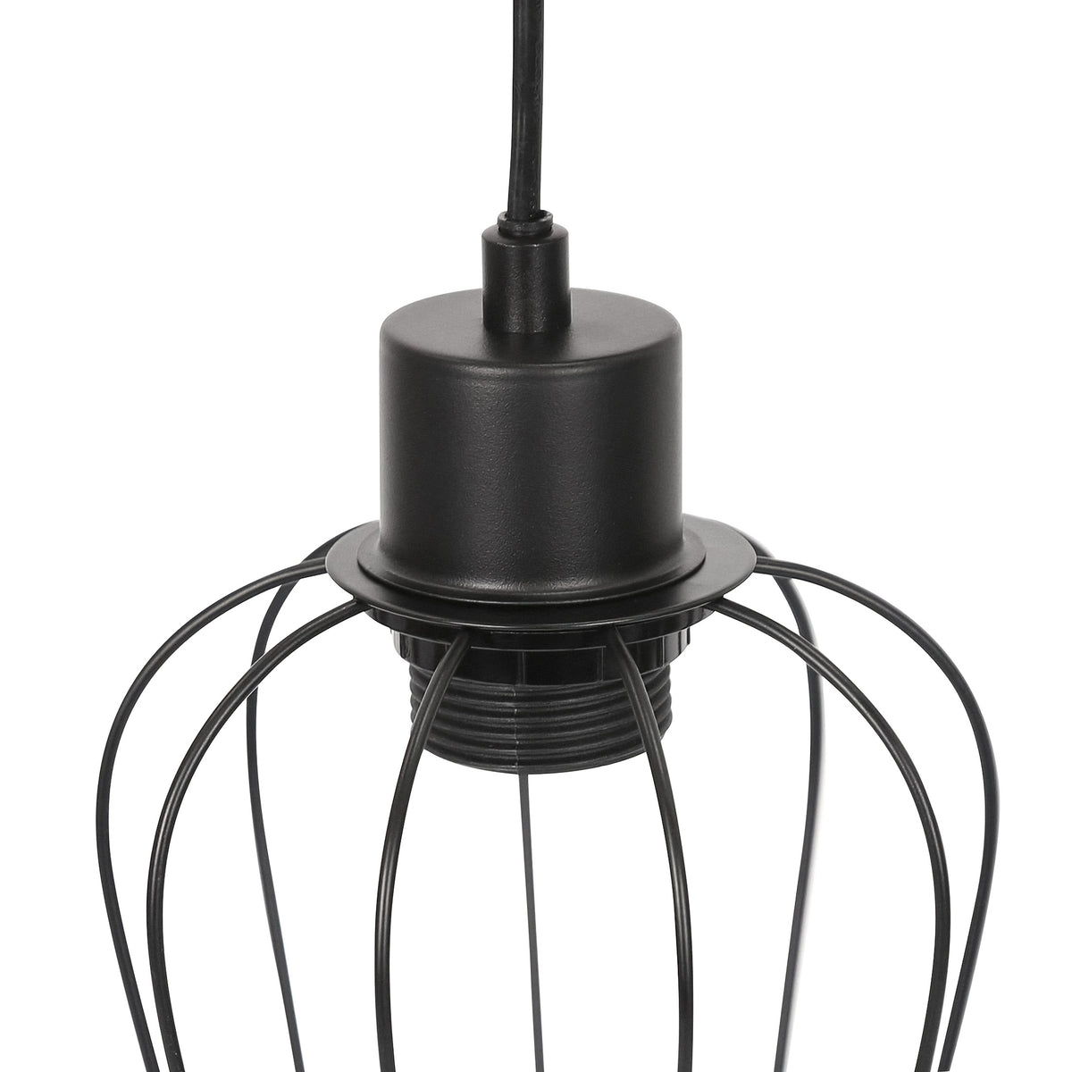 Suspension poutre en bois et 4 cages noires, style industriel, 80 cm