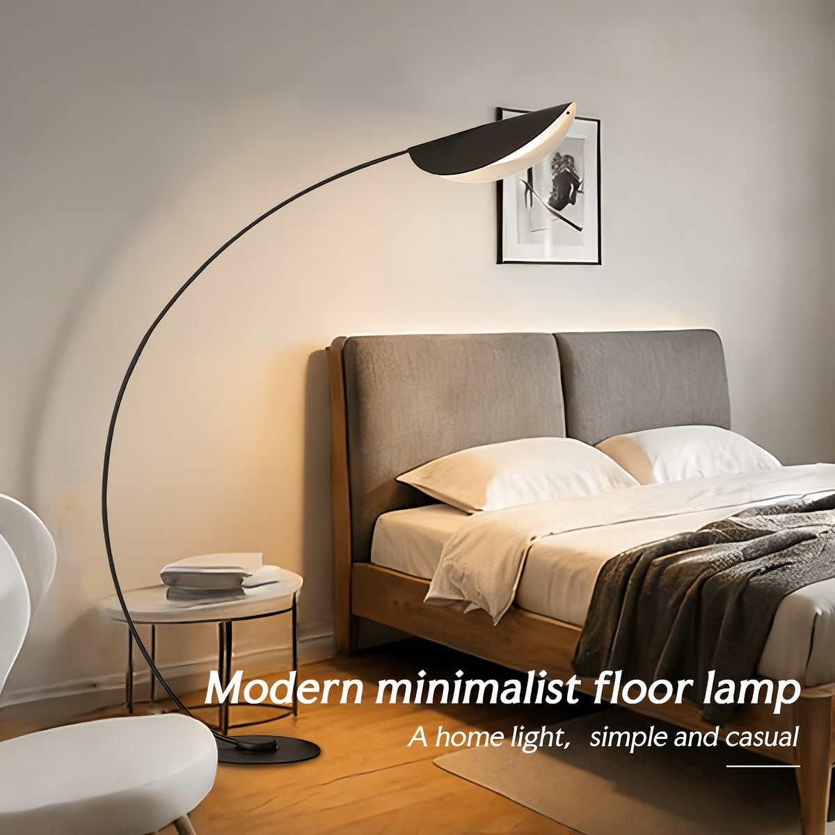 Lampadaire arc noir à abat-jour feuille, 200 cm, douille E27