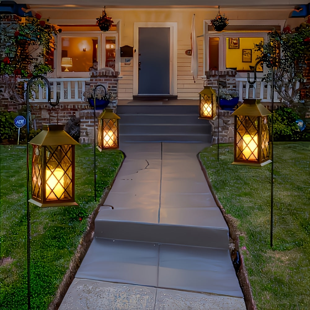 Lot de 2 lanternes solaires à croisillons et bougie LED, IP65, 33,9 cm