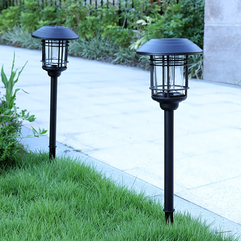 Lanterne solaire de jardin en métal et verre, H 59,5 cm, filament