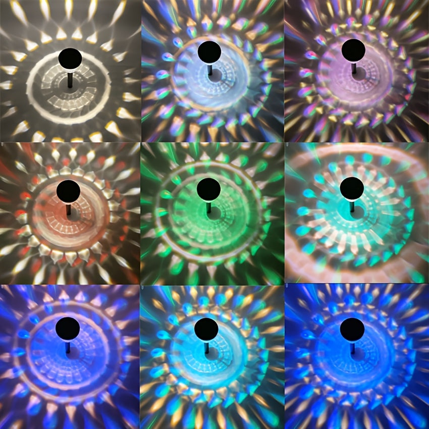 Lampe solaire à tête facettée, couleurs changeantes, lot de 2