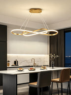 Lustre LED en double boucle infinie de 100 cm, noir, argenté ou doré
