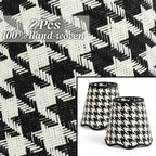 Lot de 2 abat-jours pied-de-poule festonnés noir et blanc, Ø 18,2 cm
