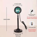Lampe projecteur coucher de soleil sur tige, tête orientable, 24 cm
