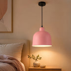 Suspension cloche en métal mat, rose, jaune, vert ou noir, Ø 25 cm
