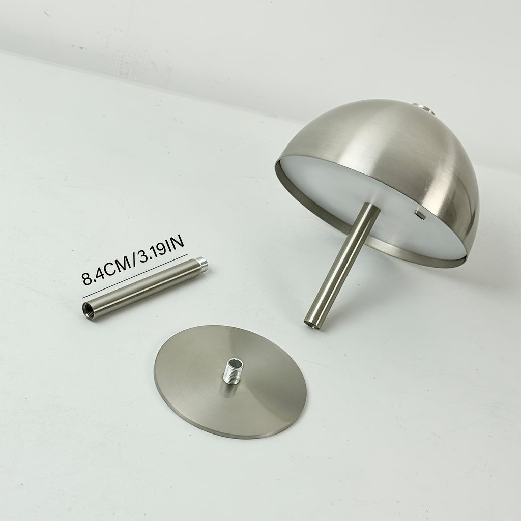 Lampe champignon sans fil à dôme métallique, doré ou argenté