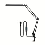 Lampe de bureau LED à pince, bras articulé noir et barre de 33 cm