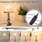 Lampe de chevet abat-jour épis de blé, pied balustre poli et LED