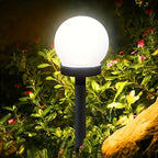 Lot de 6 boules solaires de jardin blanches sur piquet, IP65