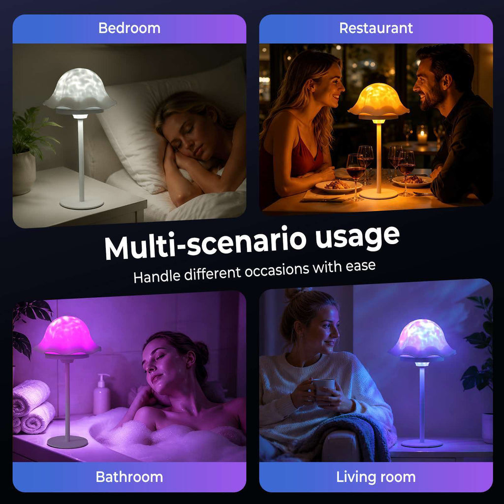 Lampe champignon projecteur d'ondes RVB, sans fil avec télécommande
