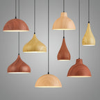 Abat-jour de suspension cloche effet bois, Ø 32 cm, deux teintes