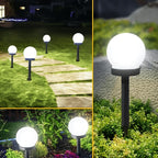 Lampe solaire boule blanche à piquet IP65, lot de 4 pour pelouse