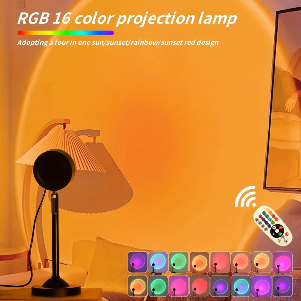 Lampe projecteur coucher de soleil sur tige, tête orientable, 24 cm