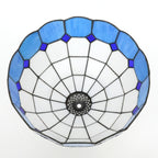 Verre de remplacement vitrail blanc à bordure bleue, Ø 30 cm