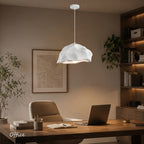 Suspension effet roche blanche texturée, 45 cm, esprit japonais