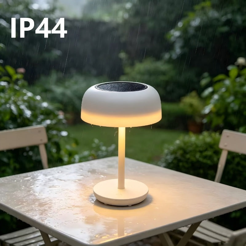 Lampe de table champignon solaire et USB-C, tactile, noire ou blanche