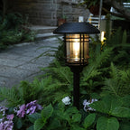 Lanterne solaire de jardin en métal et verre, H 59,5 cm, filament