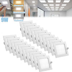 Lot de 20 spots LED carrés encastrables 9W, extra-plats blancs