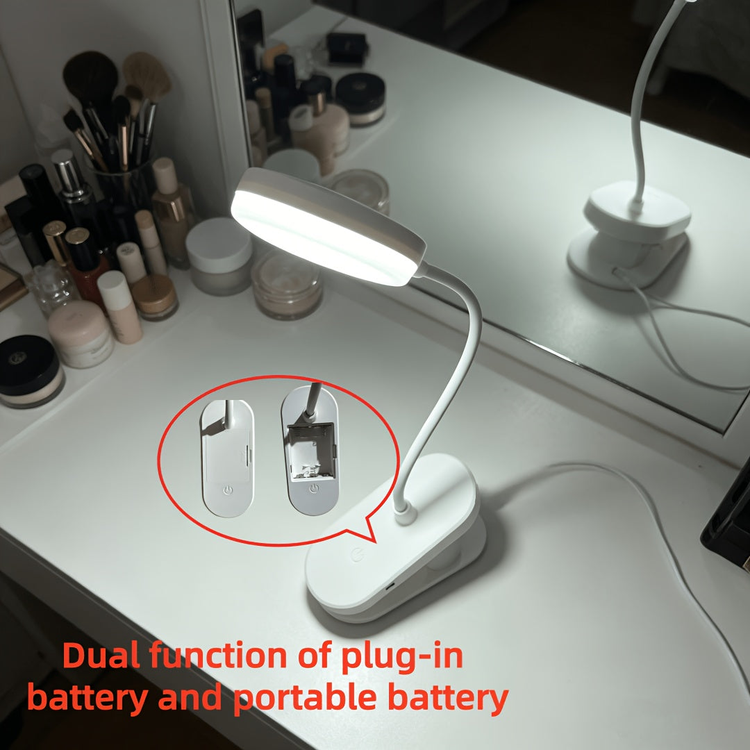 Lampe à pince tactile blanche à piles ou USB, col de 36 cm