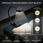 Lampe de lecture à pince noire à piles, variation de 20 à 100 %