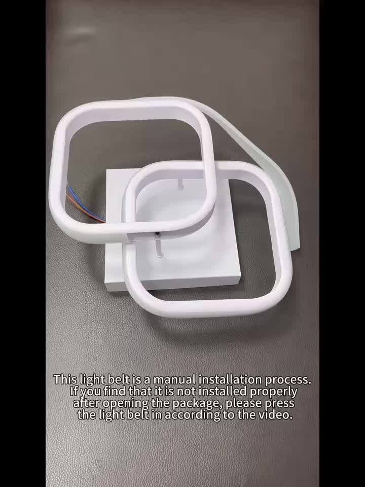 Plafonnier LED à deux carrés entrelacés, noir ou blanc, 29 cm