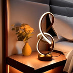 Lampe à poser blanche en ruban LED noué, sculpture lumineuse
