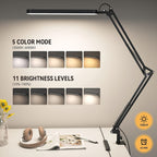 Lampe d'architecte à pince LED, bras métal blanc ou noir, USB
