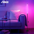 Lampadaire tube LED RVB modulable sur tige noire, jusqu'à 121 cm