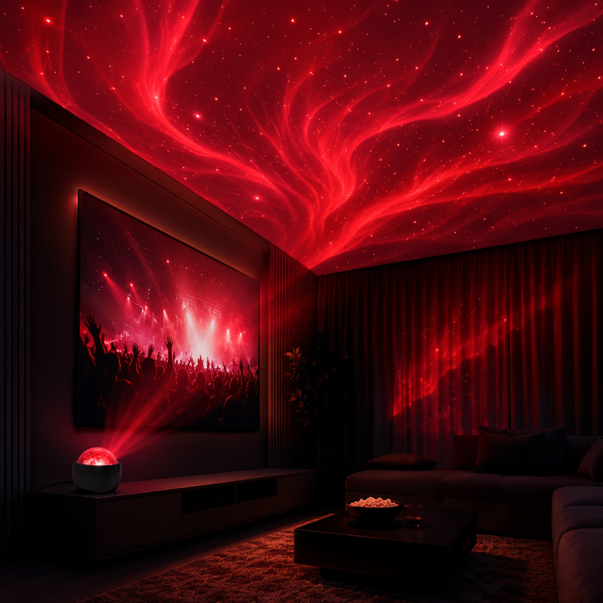 Veilleuse projecteur vagues d'eau, dôme noir pour salon et chambre