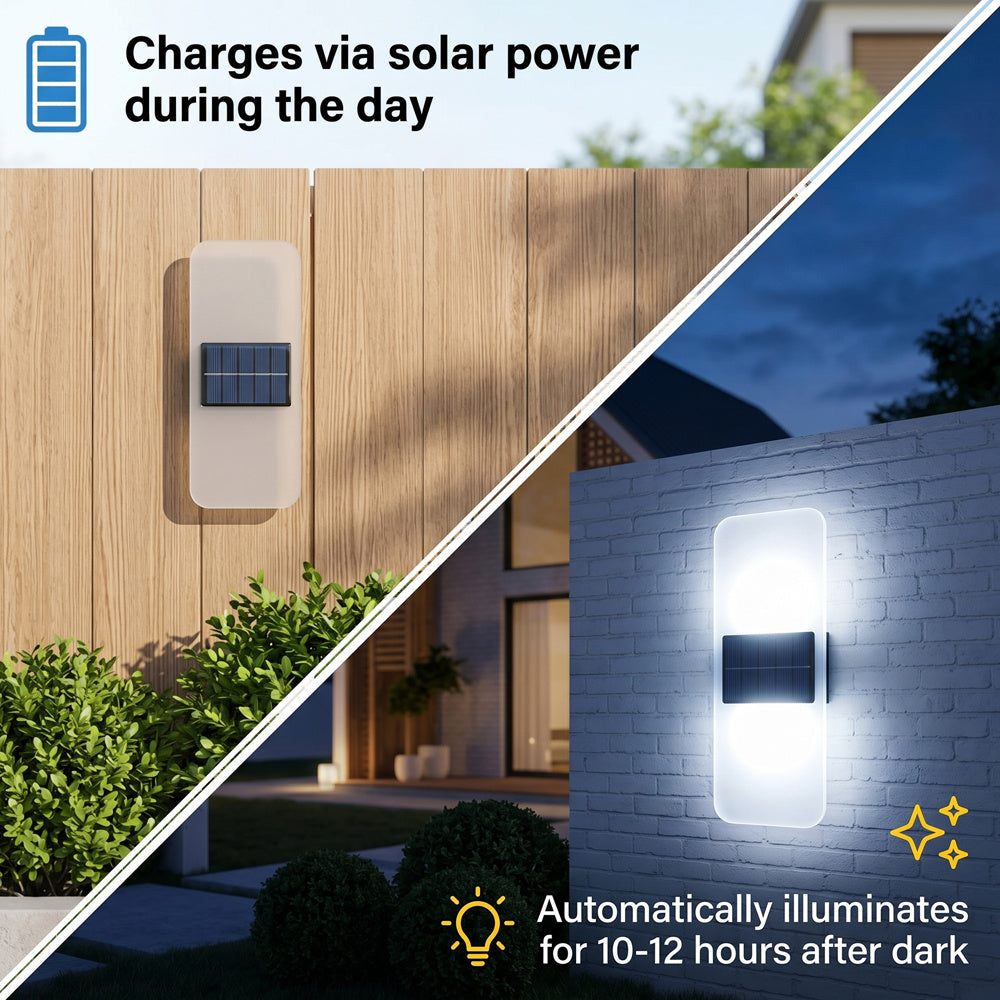 Applique murale solaire LED en acrylique, blanc chaud ou blanc froid
