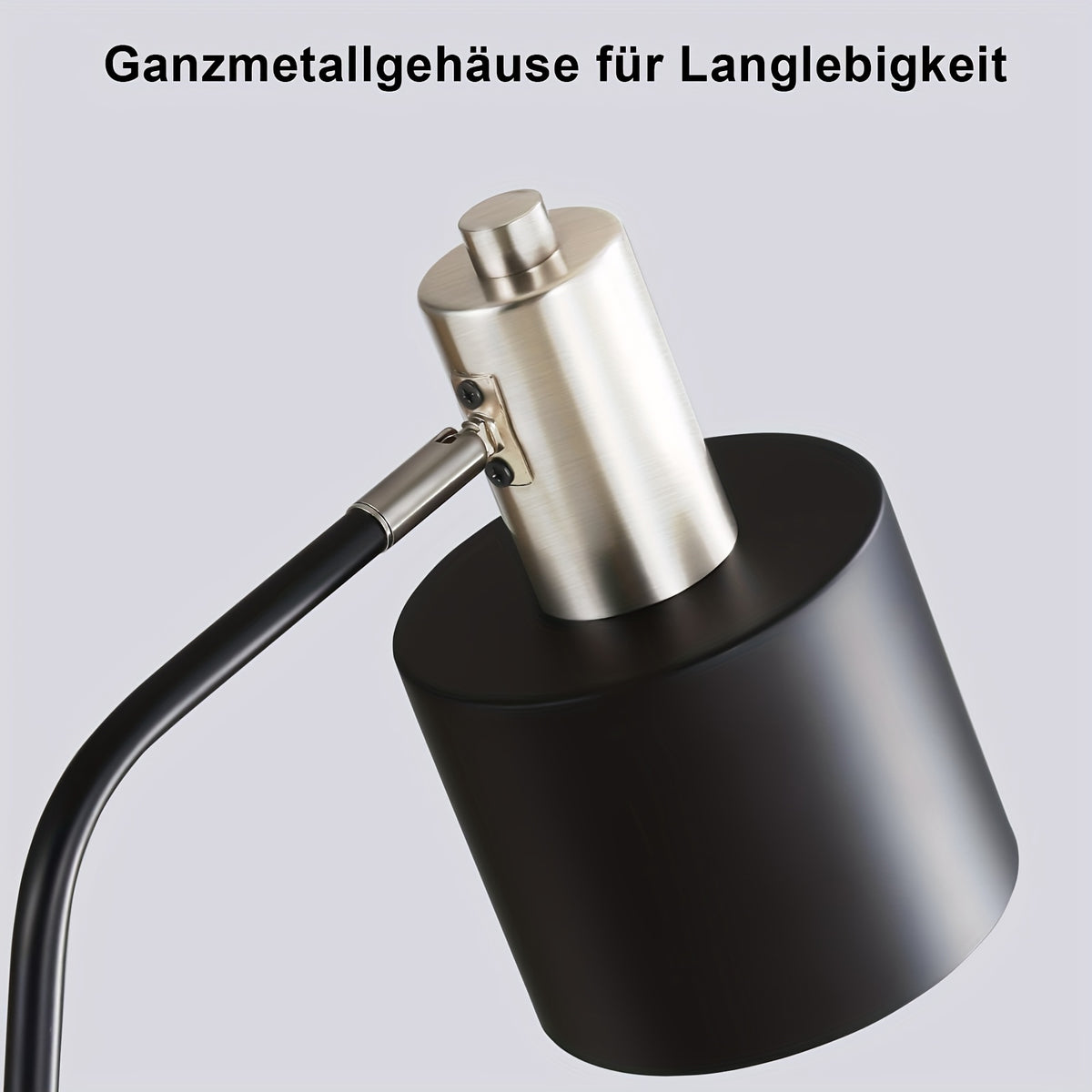 Lampe de chevet noire en métal à tête orientable, douille E27