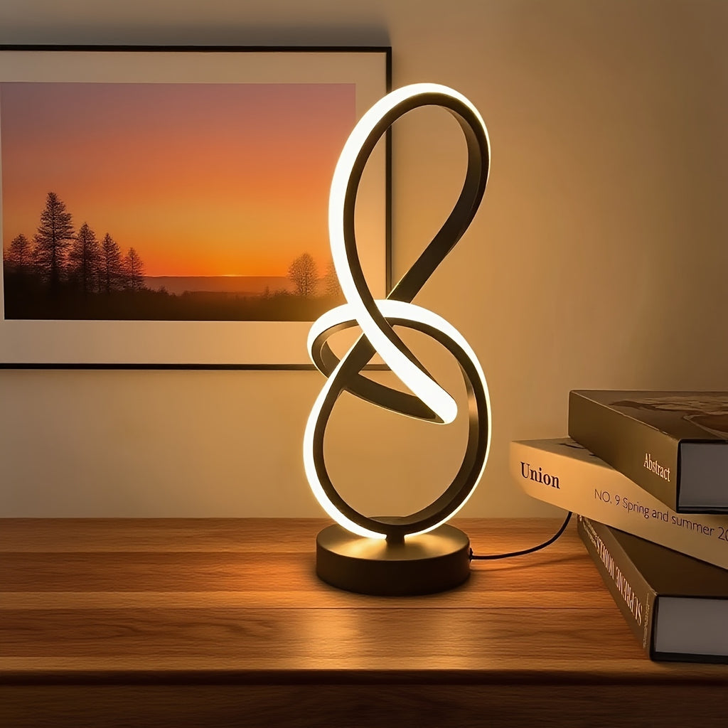 Lampe de bureau LED design en nœud lumineux, 31,5 cm, 3 teintes