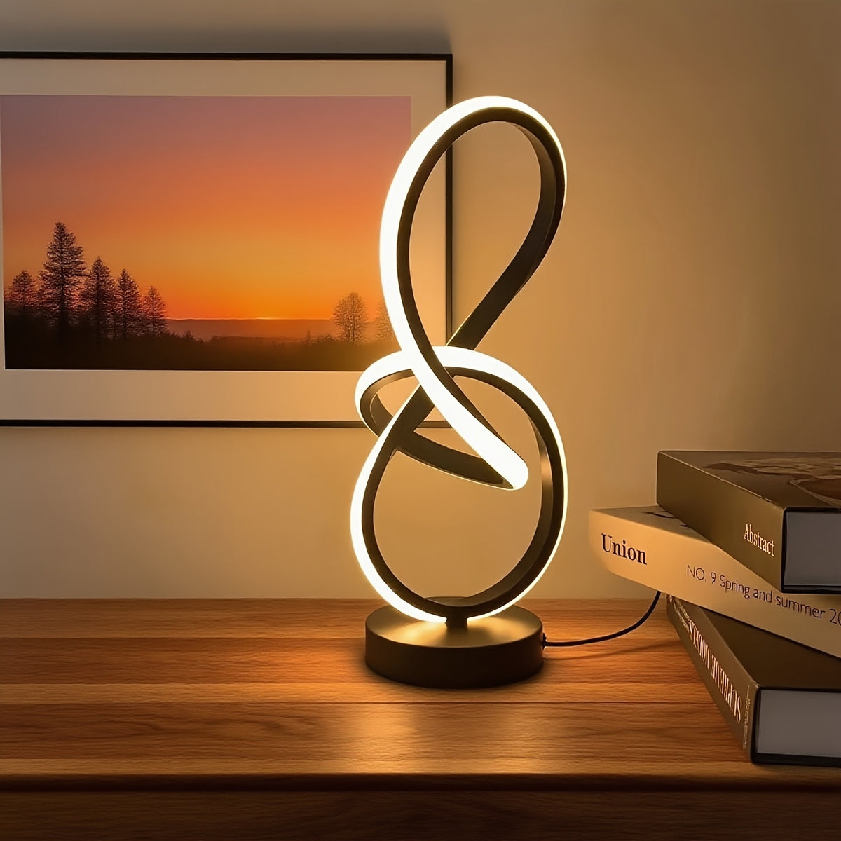 Lampe de bureau LED design en nœud lumineux, 31,5 cm, 3 teintes