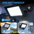 Projecteur LED 50W à détecteur de mouvement réglable, IP66, filaire