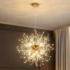 Lustre pissenlit doré à perles de cristal, Ø 45 cm, ampoules G9