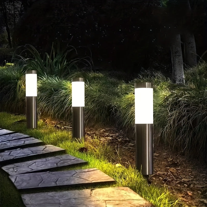 Lampe solaire tube à diffuseur opalin, noire ou argentée, lot de 2