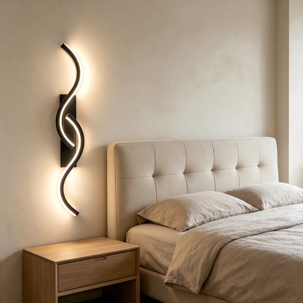 Applique murale LED noire double courbe 60 cm, blanc neutre 4000 K