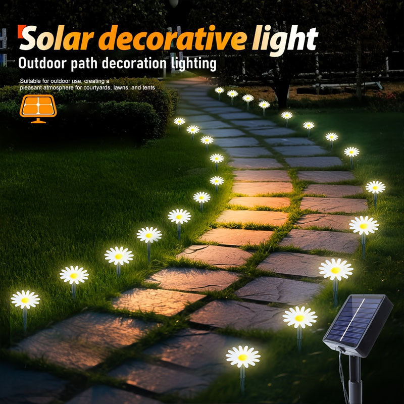 Guirlande solaire marguerites sur piquets, IP44, 10 à 40 LED