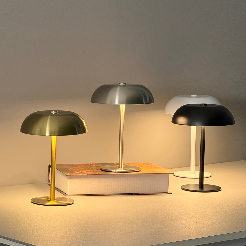 Lot de 2 lampes champignon sans fil en métal doré brossé, tactiles