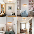 Plafonnier barre effet bois à 3 ou 4 spots grillagés blancs, E14