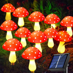 Lot de 8 balises solaires champignon rouges à pois, IP44