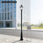 Poteau de lampadaire de jardin 3,80 m en fer noir, style classique