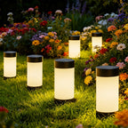 Lampe solaire cylindre opalin à piquet, 26,7 cm, lot de 2 ou 4