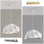 Suspension effet roche blanche texturée, 45 cm, esprit japonais