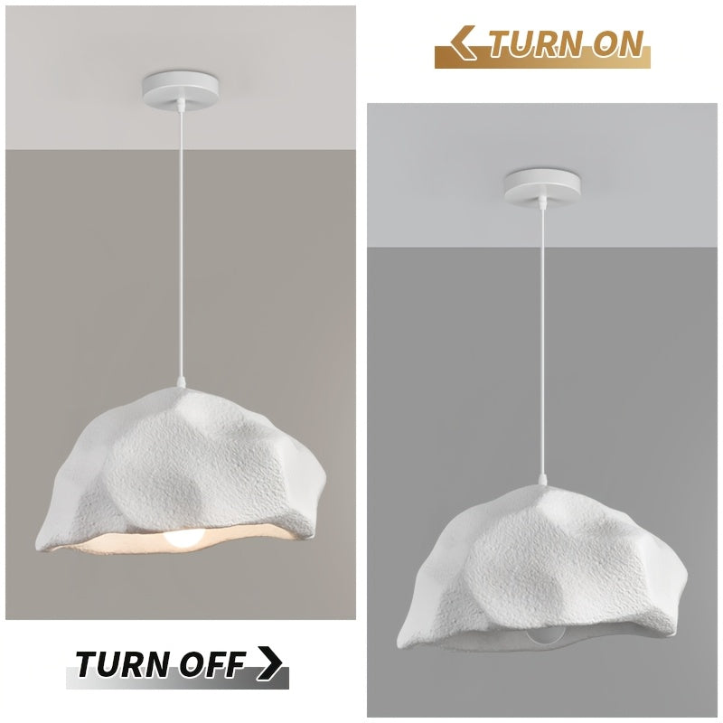 Suspension effet roche blanche texturée, 45 cm, esprit japonais