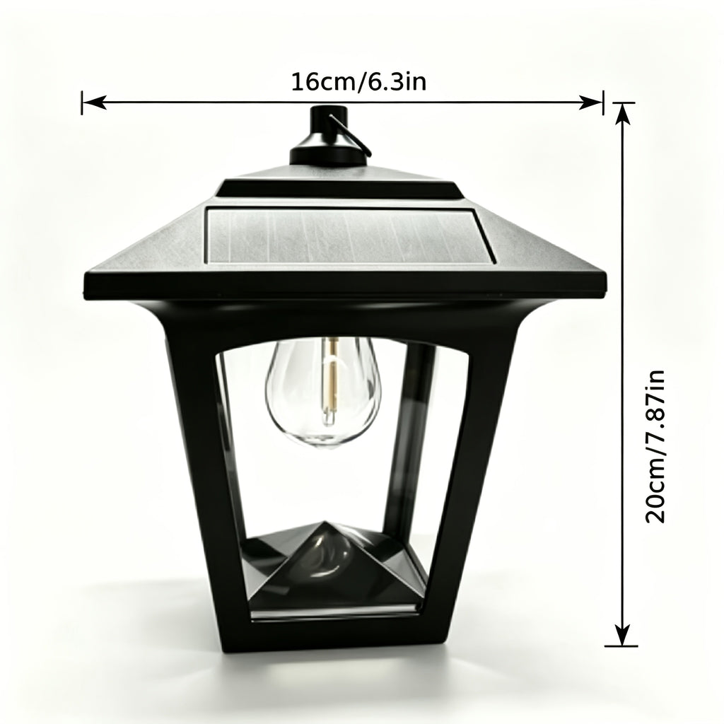 Applique lanterne solaire vintage à ampoule filament, 20 cm